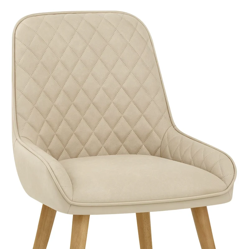 Chaise Faux Cuir Bois - Azure Crème