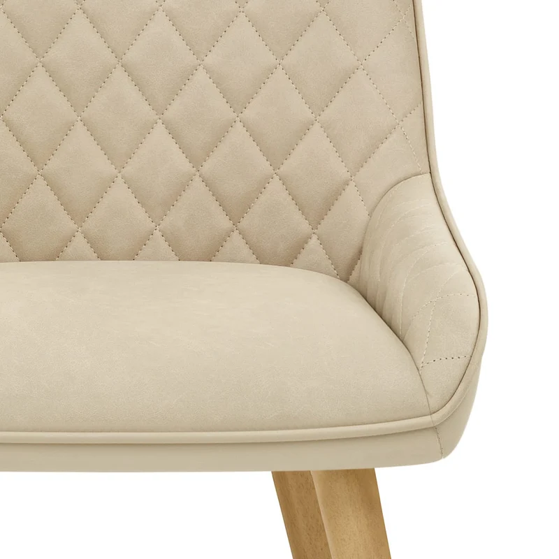 Chaise Faux Cuir Bois - Azure Crème