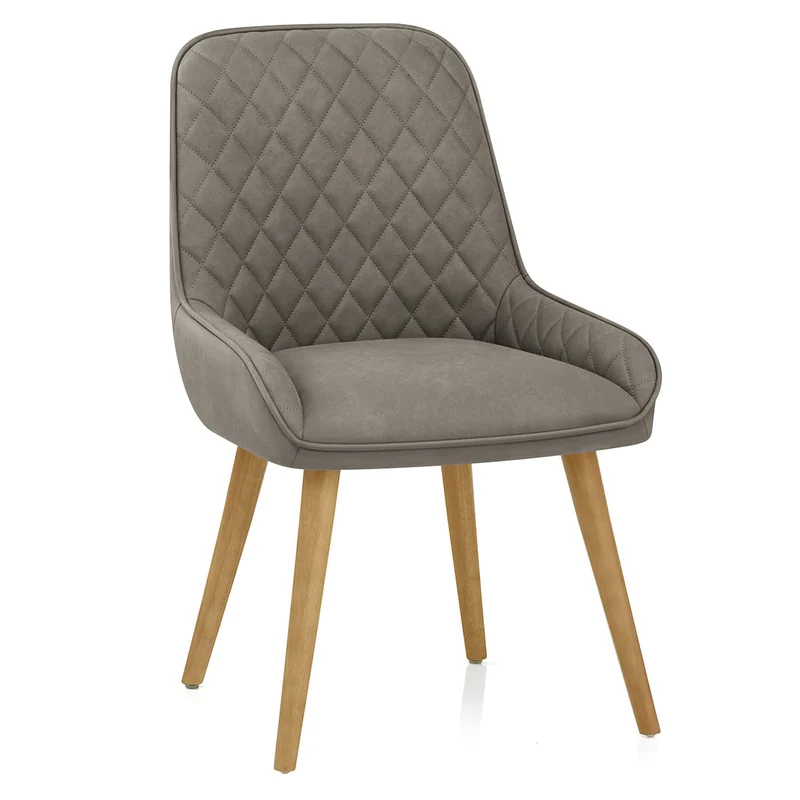 Chaise Faux Cuir Bois - Azure Gris