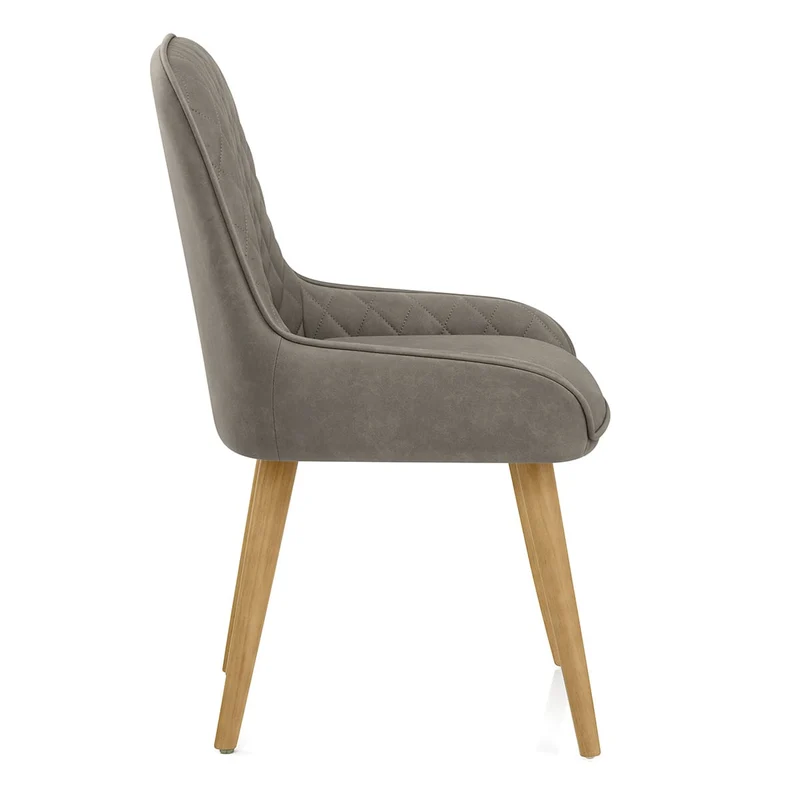 Chaise Faux Cuir Bois - Azure Gris