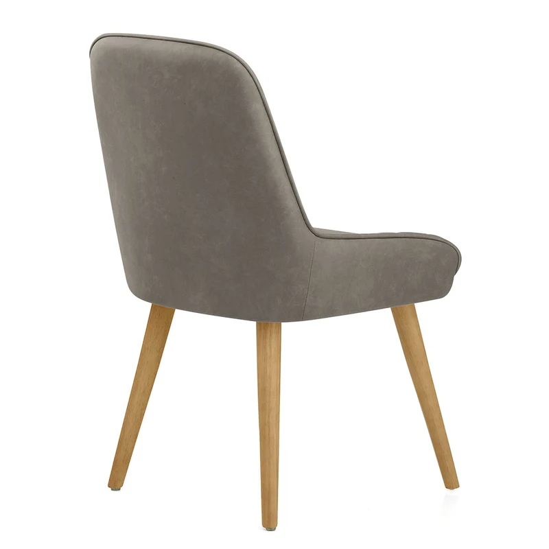 Chaise Faux Cuir Bois - Azure Gris
