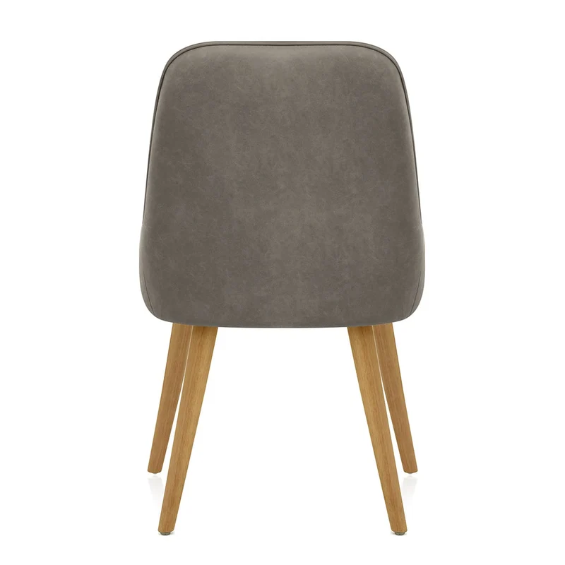 Chaise Faux Cuir Bois - Azure Gris