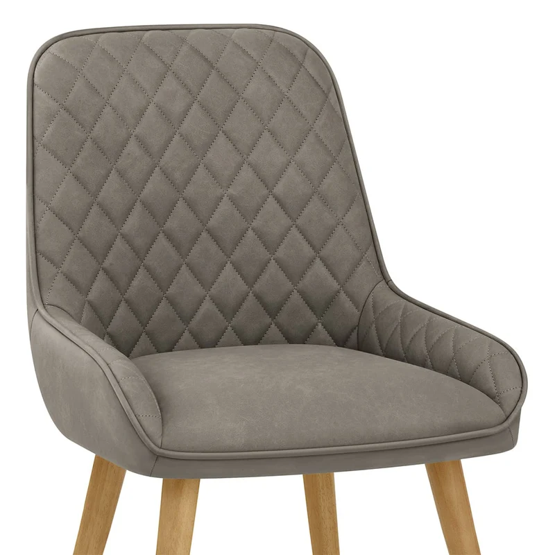 Chaise Faux Cuir Bois - Azure Gris