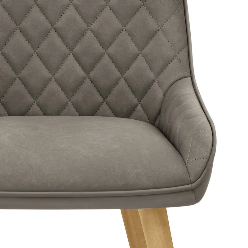 Chaise Faux Cuir Bois - Azure Gris