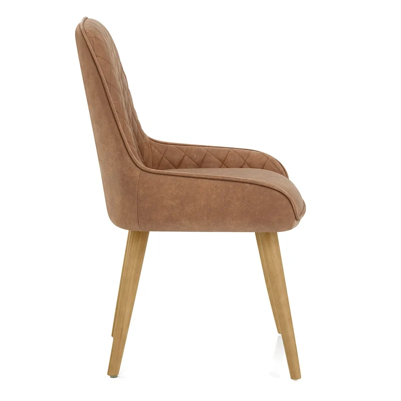 Chaise Faux Cuir Bois - Azure Marron