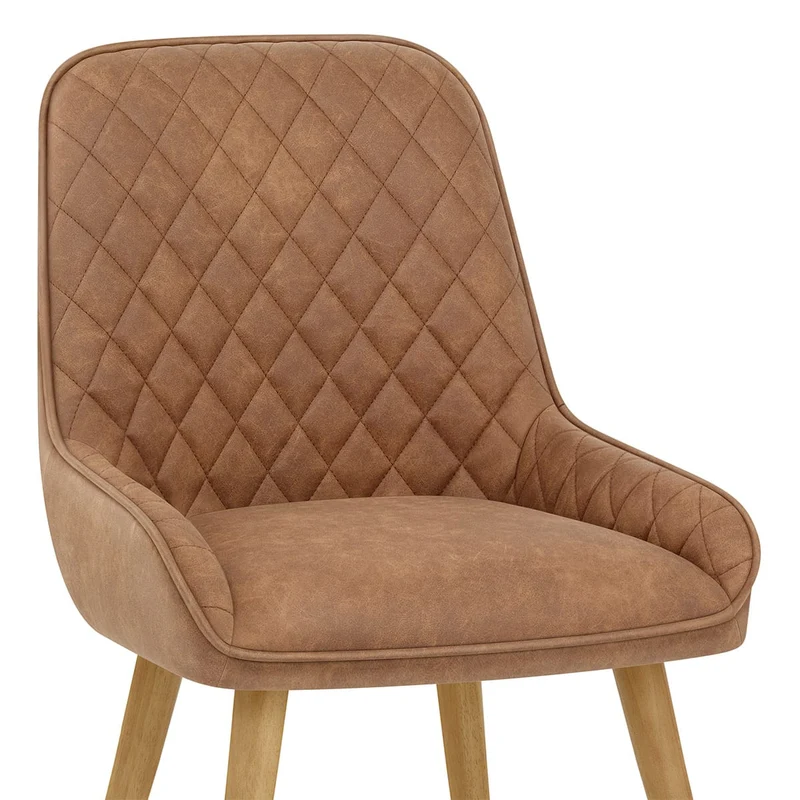 Chaise Faux Cuir Bois - Azure Marron