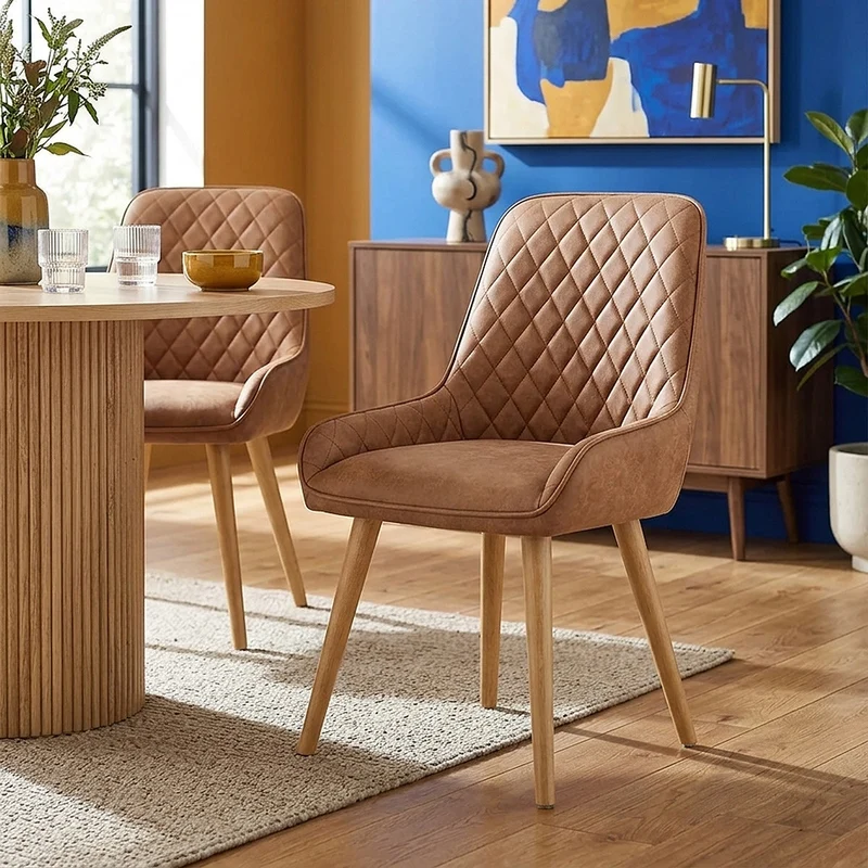 Chaise Faux Cuir Bois - Azure Marron