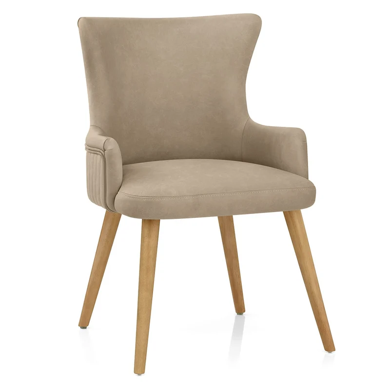 Chaise Faux Cuir Bois - Diablo Taupe