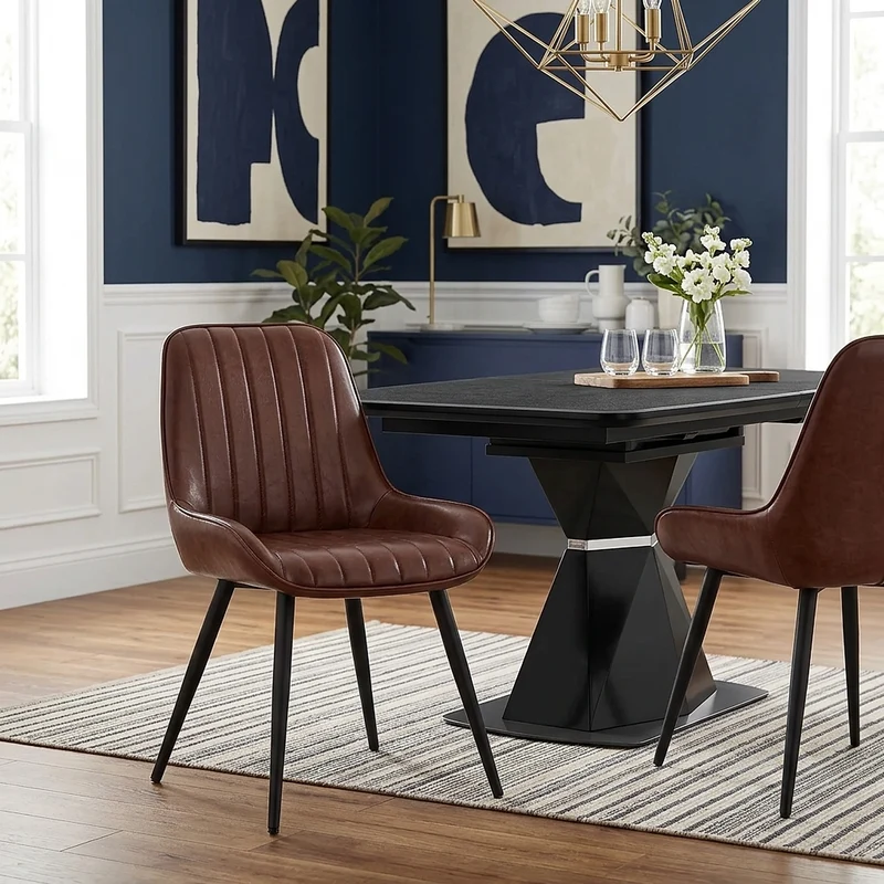 Chaise Faux Cuir - Mustang Marron