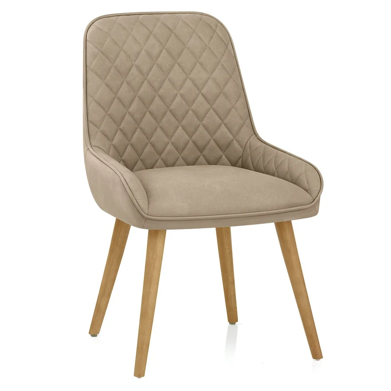 Chaise Faux Cuir Bois - Azure Taupe