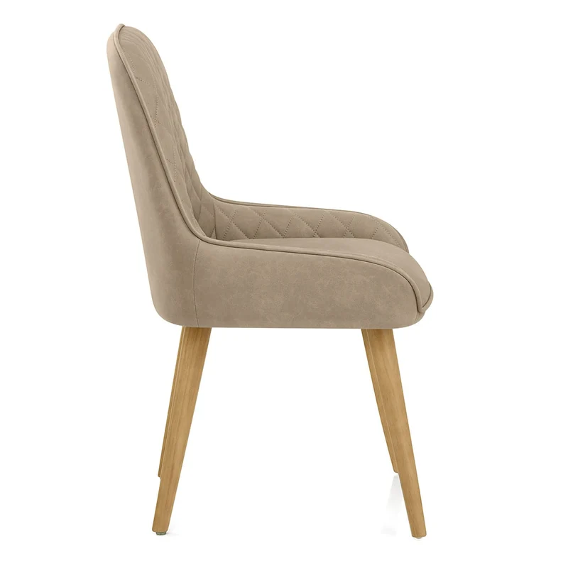 Chaise Faux Cuir Bois - Azure Taupe