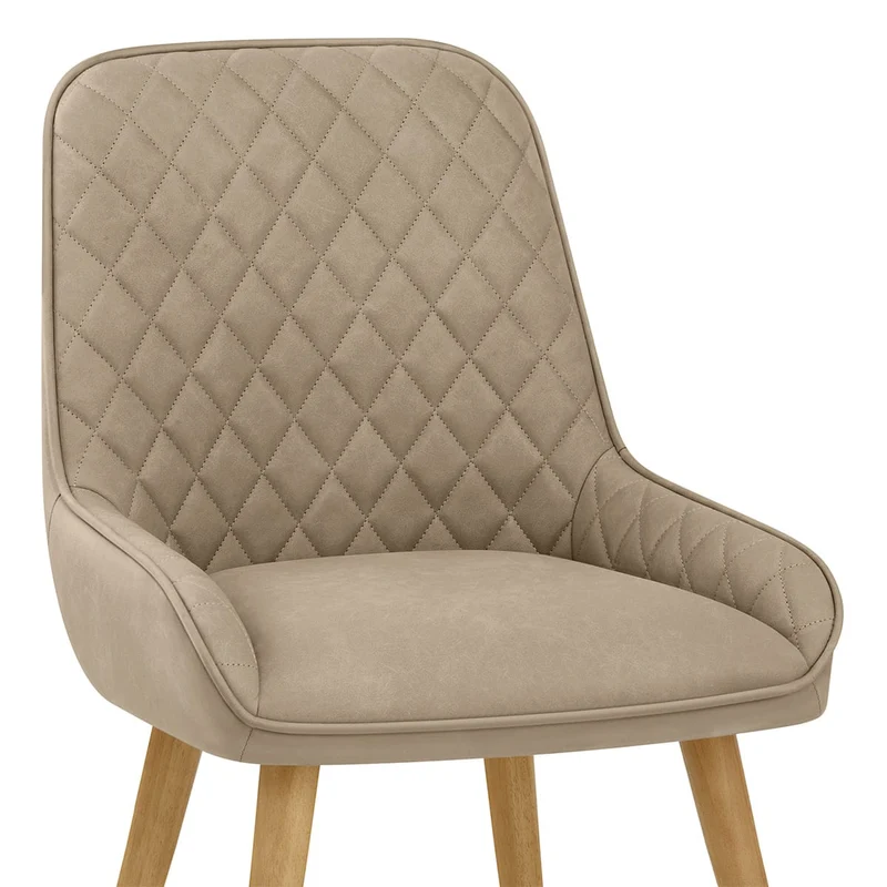 Chaise Faux Cuir Bois - Azure Taupe