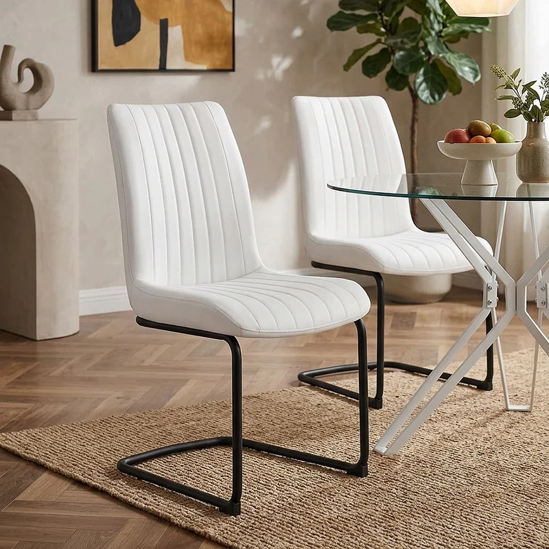 Chaise Faux Cuir - Adele Blanc