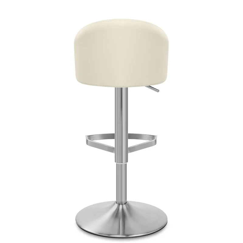 Chaise de Bar Cuir Chrome Brossé - Mimi Crème