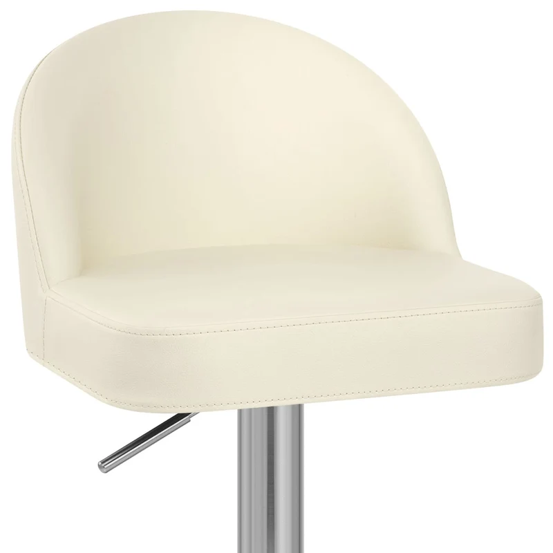 Chaise de Bar Cuir Chrome Brossé - Mimi Crème