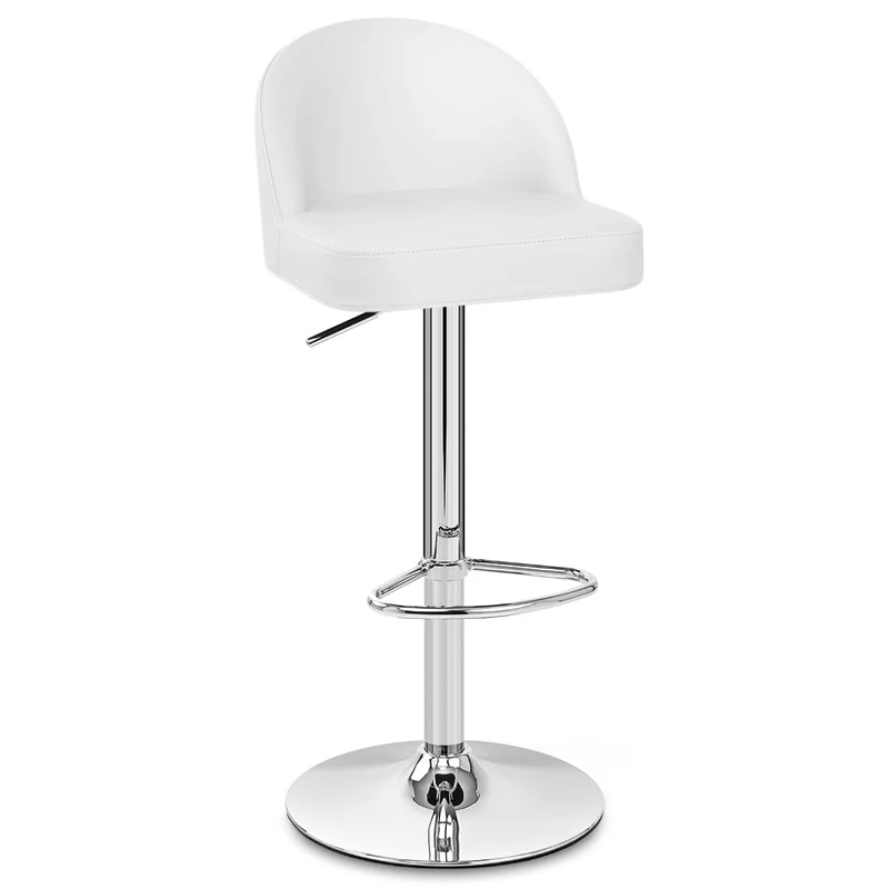 Chaise de Bar Faux Cuir Chrome - Mimi Blanc