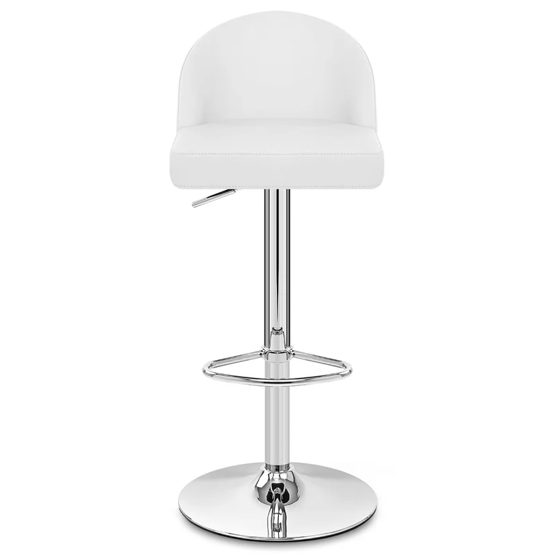 Chaise de Bar Faux Cuir Chrome - Mimi Blanc