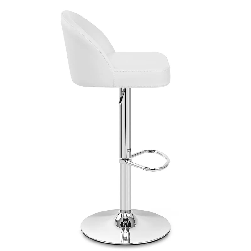 Chaise de Bar Faux Cuir Chrome - Mimi Blanc