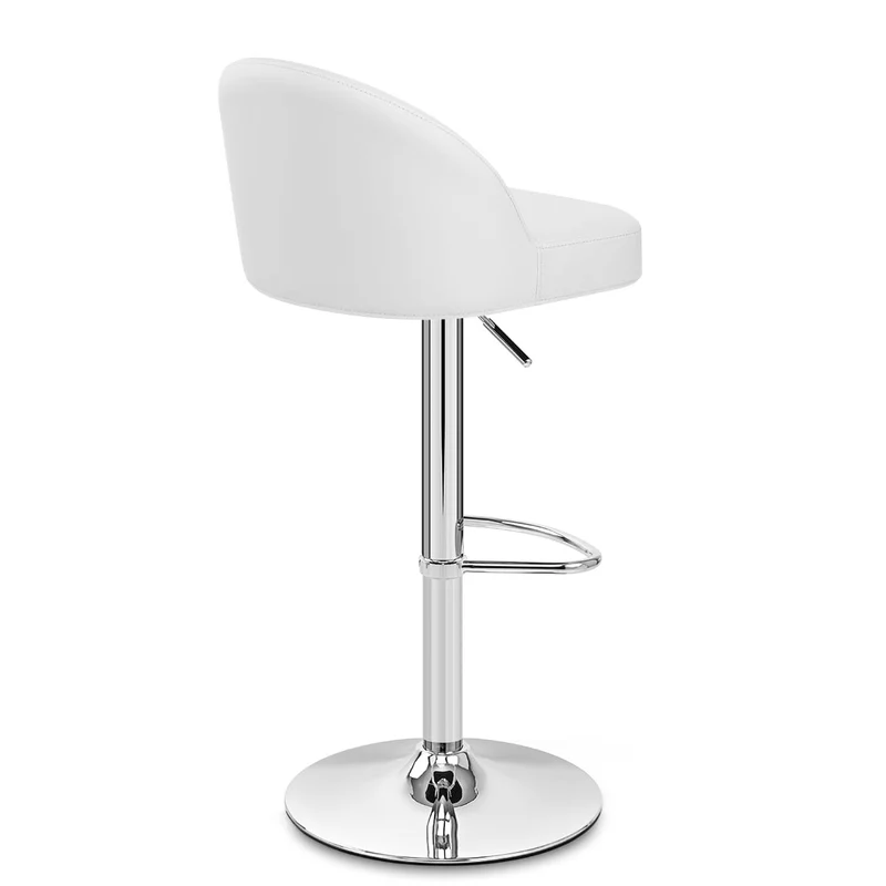 Chaise de Bar Faux Cuir Chrome - Mimi Blanc
