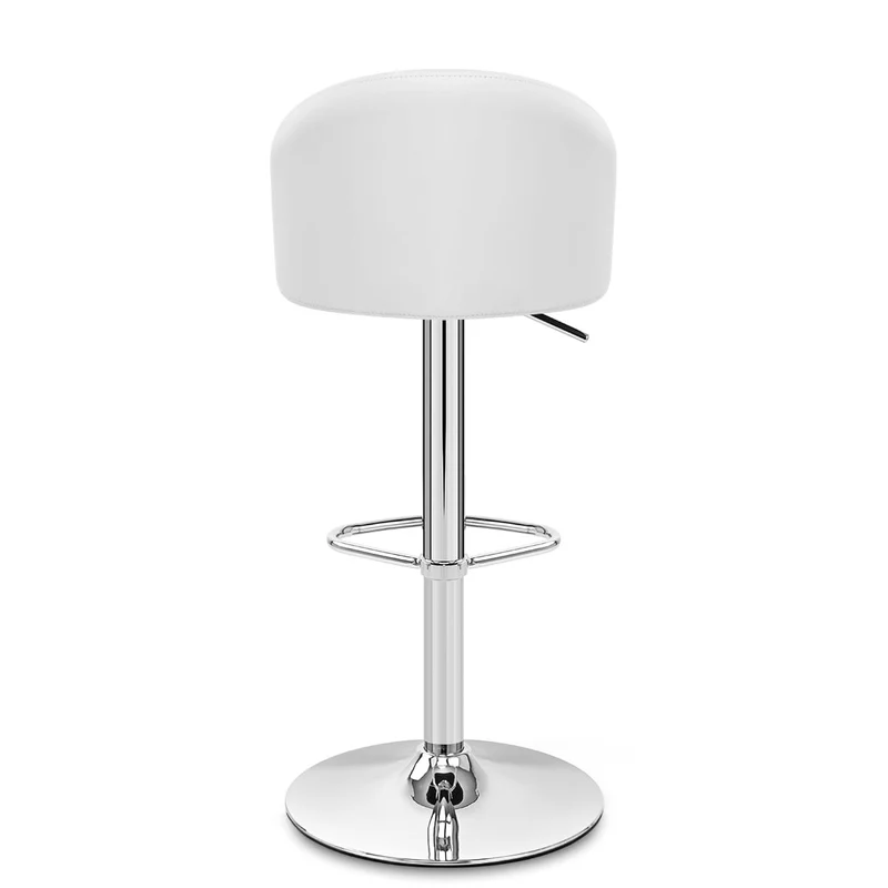 Chaise de Bar Faux Cuir Chrome - Mimi Blanc