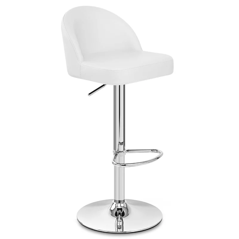 Chaise de Bar Faux Cuir Chrome - Mimi Blanc