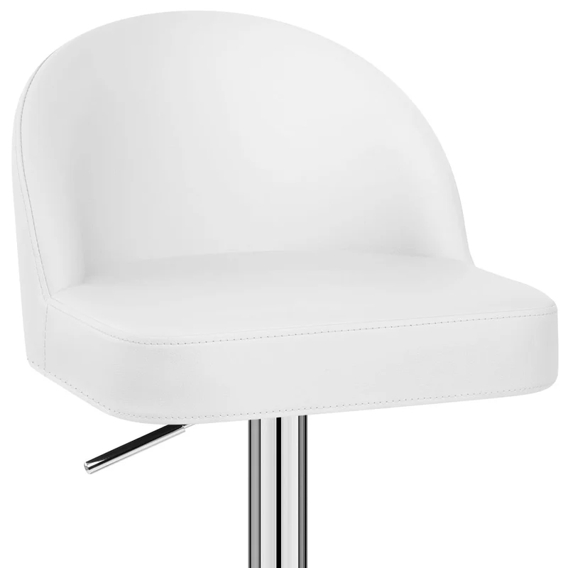 Chaise de Bar Faux Cuir Chrome - Mimi Blanc