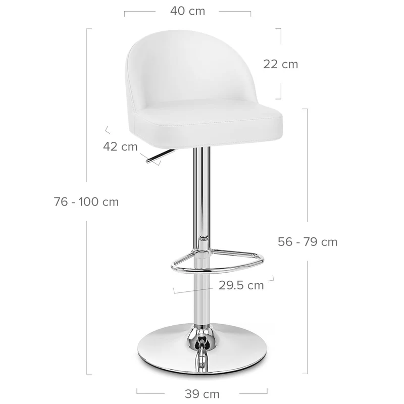 Chaise de Bar Faux Cuir Chrome - Mimi Blanc