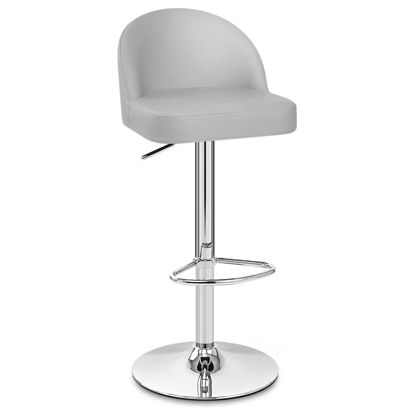 Chaise de Bar Faux Cuir Chrome - Mimi Gris