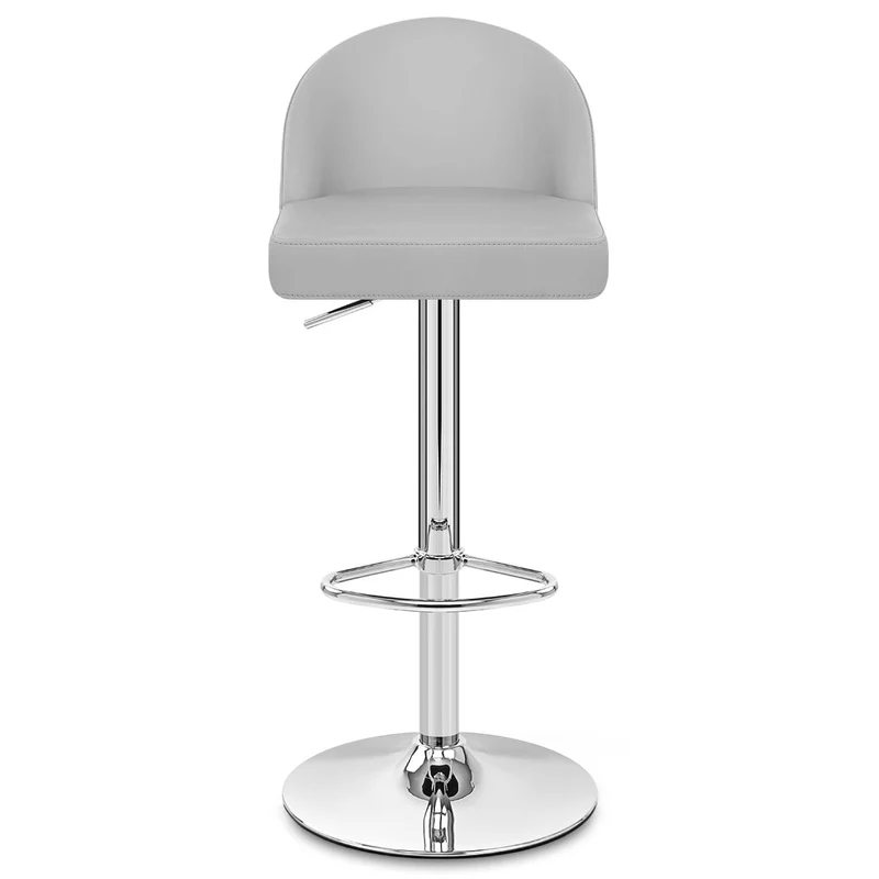 Chaise de Bar Faux Cuir Chrome - Mimi Gris