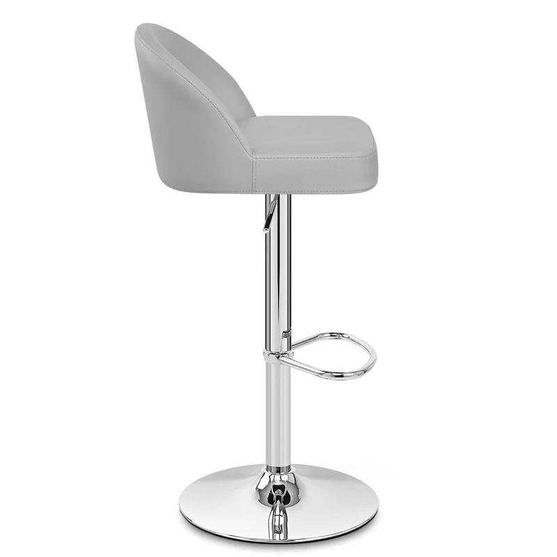 Chaise de Bar Faux Cuir Chrome - Mimi Gris