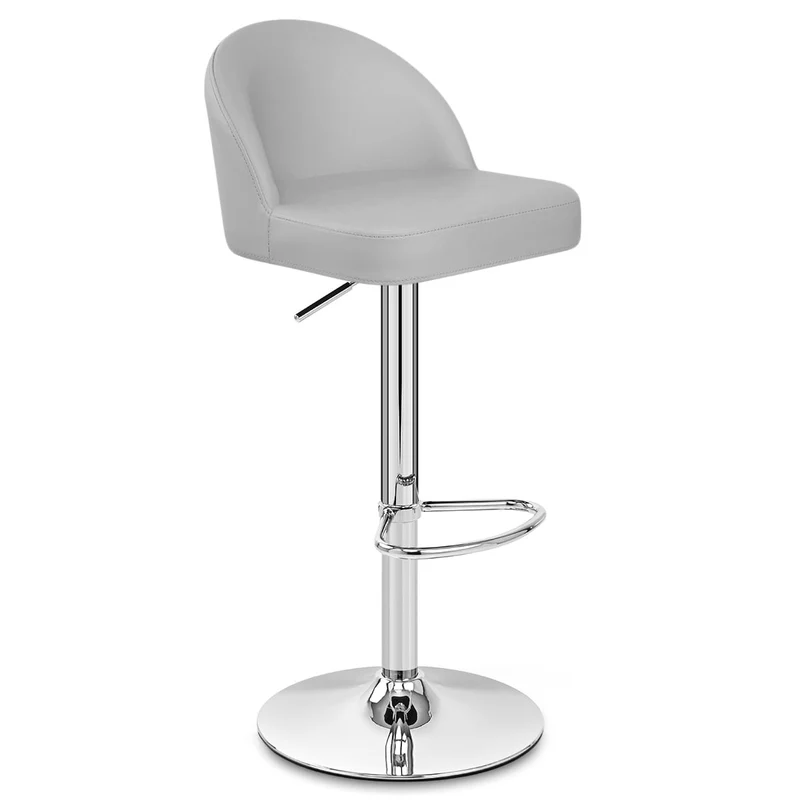 Chaise de Bar Faux Cuir Chrome - Mimi Gris