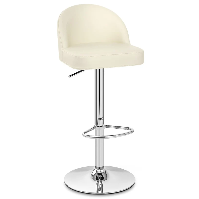 Chaise de Bar Faux Cuir Chrome - Mimi Crème