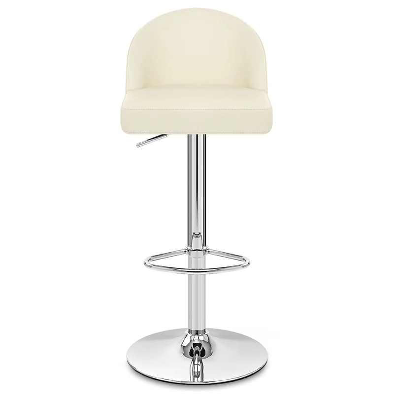 Chaise de Bar Faux Cuir Chrome - Mimi Crème