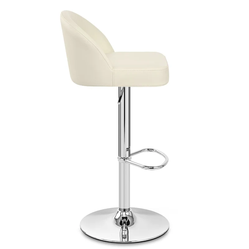 Chaise de Bar Faux Cuir Chrome - Mimi Crème
