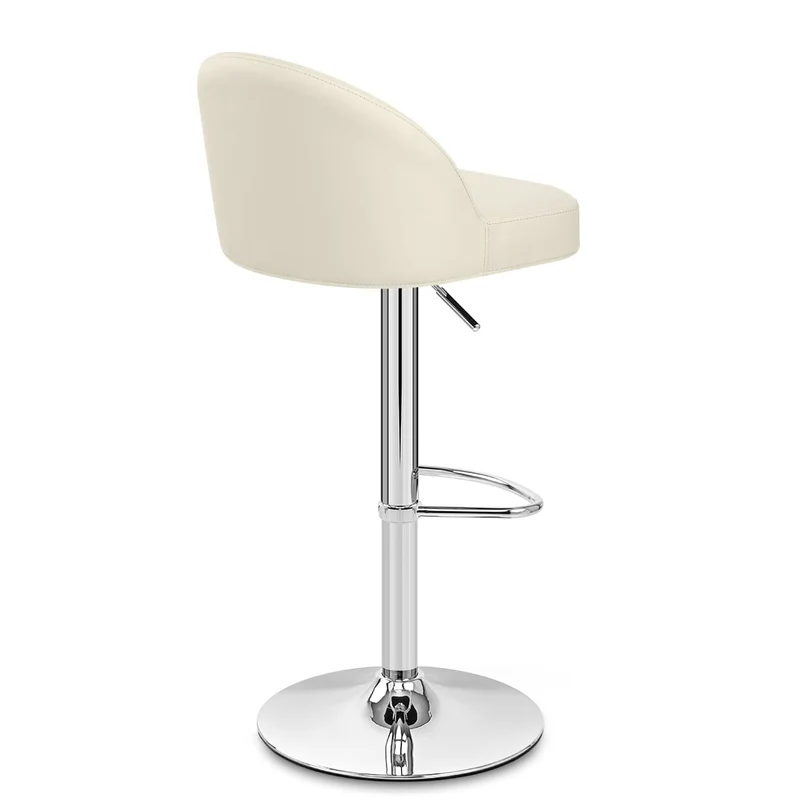 Chaise de Bar Faux Cuir Chrome - Mimi Crème