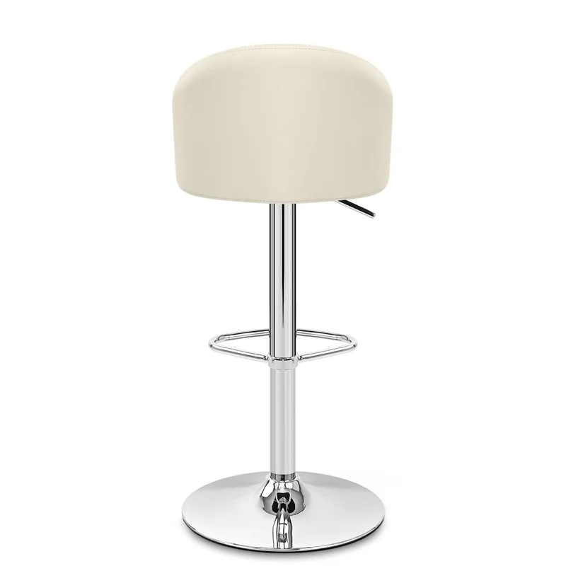Chaise de Bar Faux Cuir Chrome - Mimi Crème