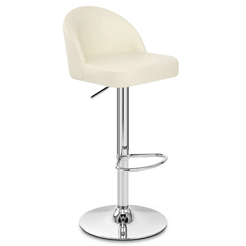 Chaise de Bar Faux Cuir Chrome - Mimi Crème