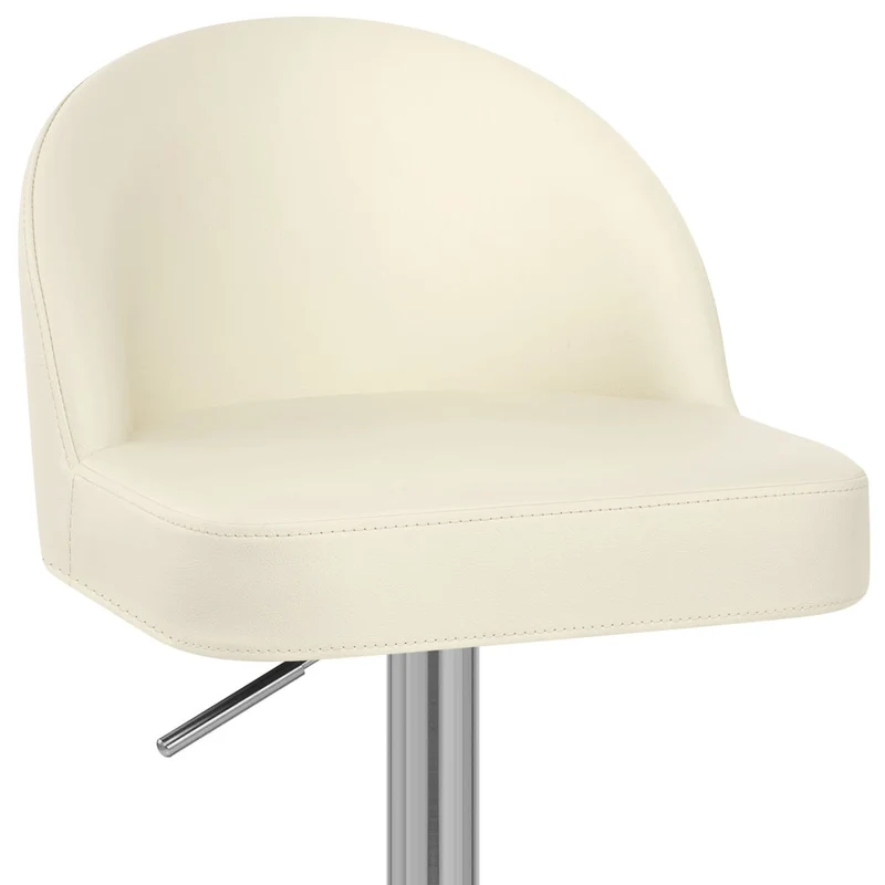 Chaise de Bar Faux Cuir Chrome - Mimi Crème
