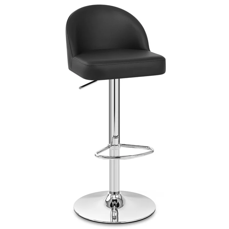 Chaise de Bar Faux Cuir Chrome - Mimi Noir