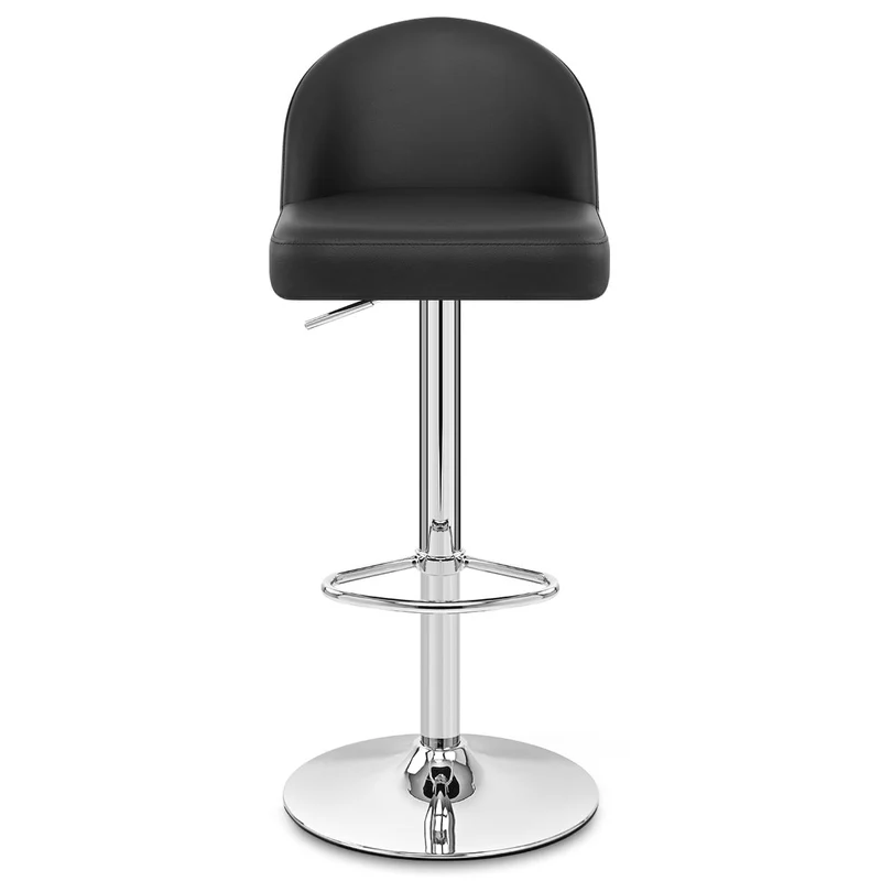 Chaise de Bar Faux Cuir Chrome - Mimi Noir