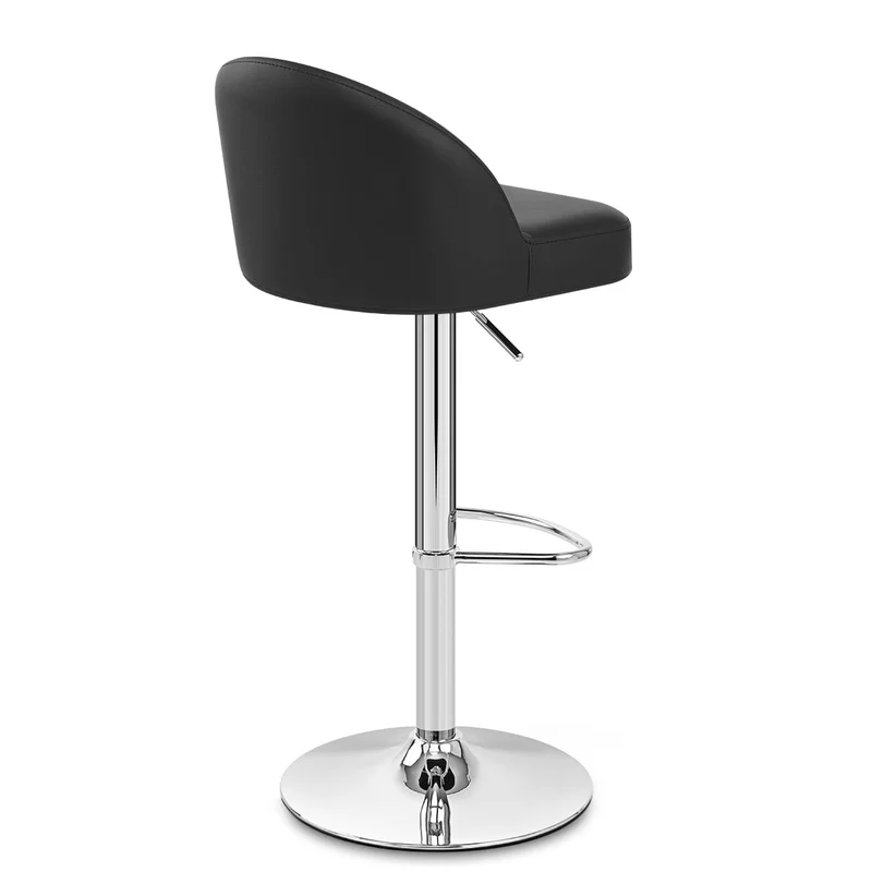 Chaise de Bar Faux Cuir Chrome - Mimi Noir