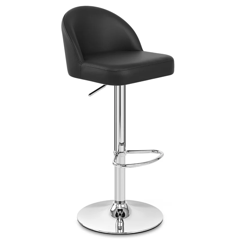 Chaise de Bar Faux Cuir Chrome - Mimi Noir
