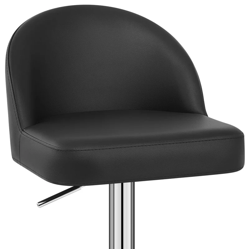 Chaise de Bar Faux Cuir Chrome - Mimi Noir