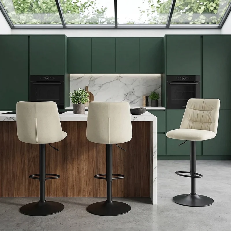 Tabouret de Bar Velours - Mechu Crème