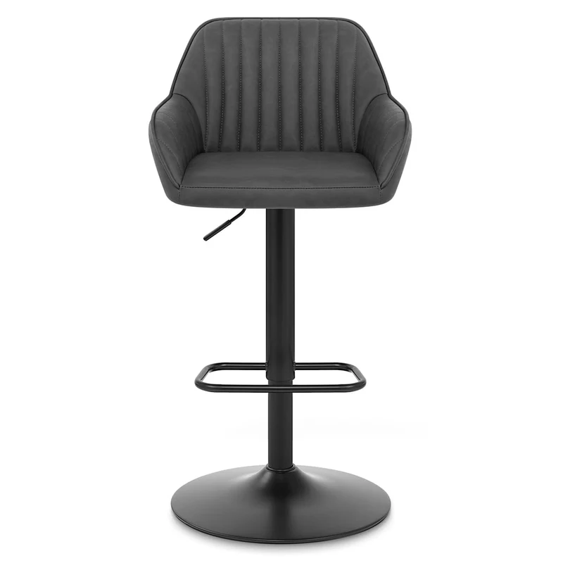 Tabouret de Bar Faux Cuir - Sol Gris