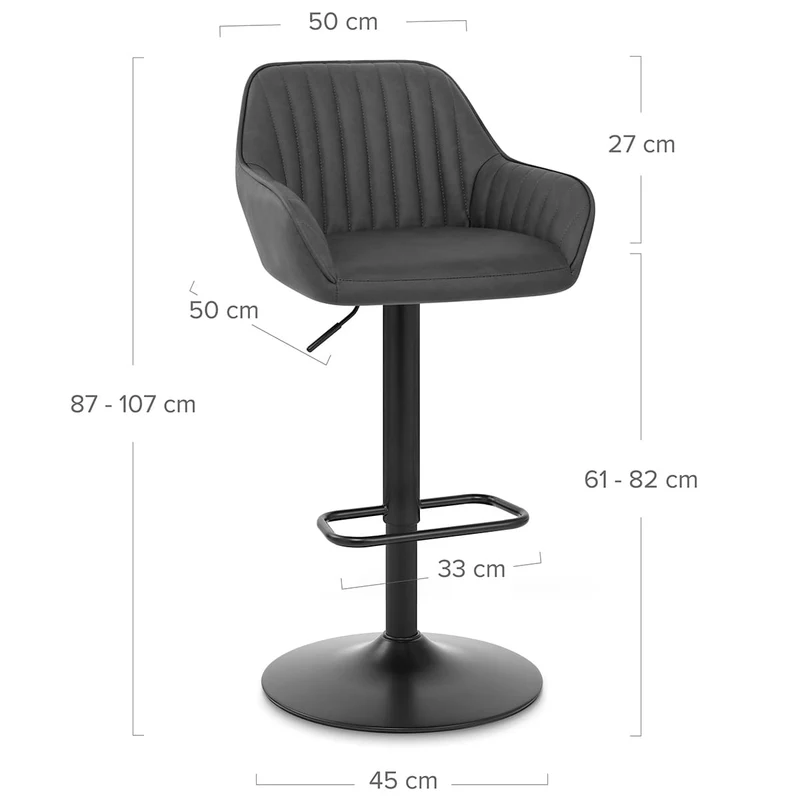 Tabouret de Bar Faux Cuir - Sol Gris
