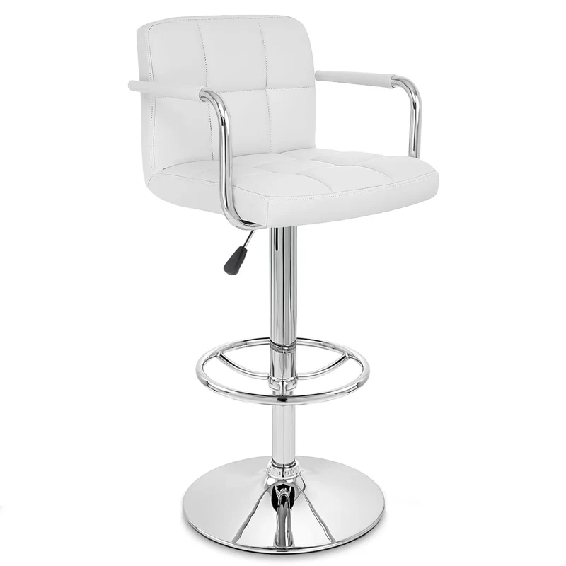 Chaise de Bar Faux Cuir Chrome - Maze Blanc