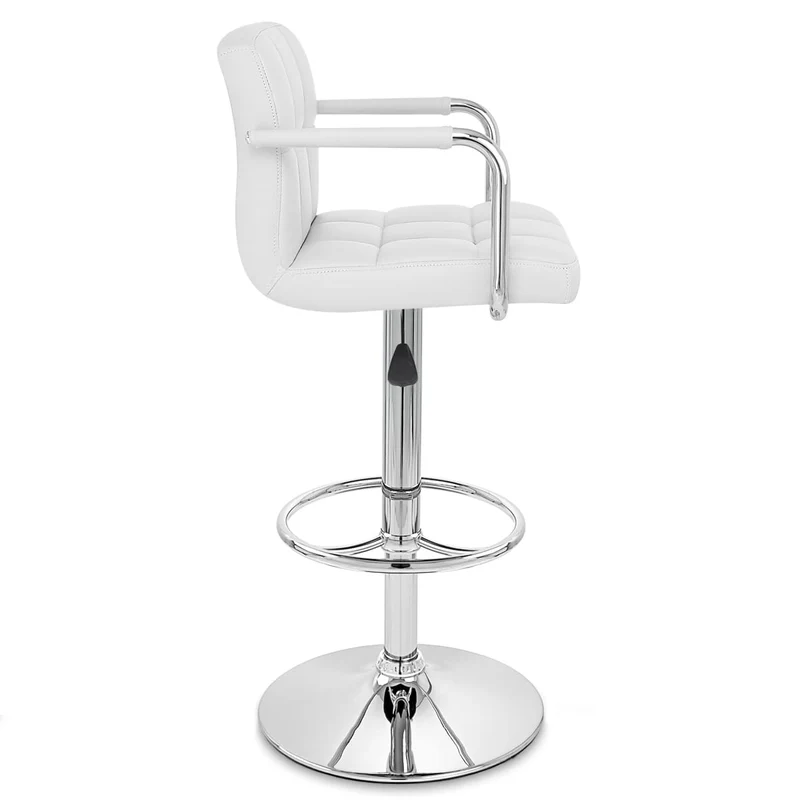 Chaise de Bar Faux Cuir Chrome - Maze Blanc