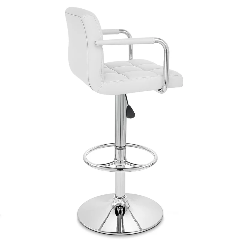 Chaise de Bar Faux Cuir Chrome - Maze Blanc
