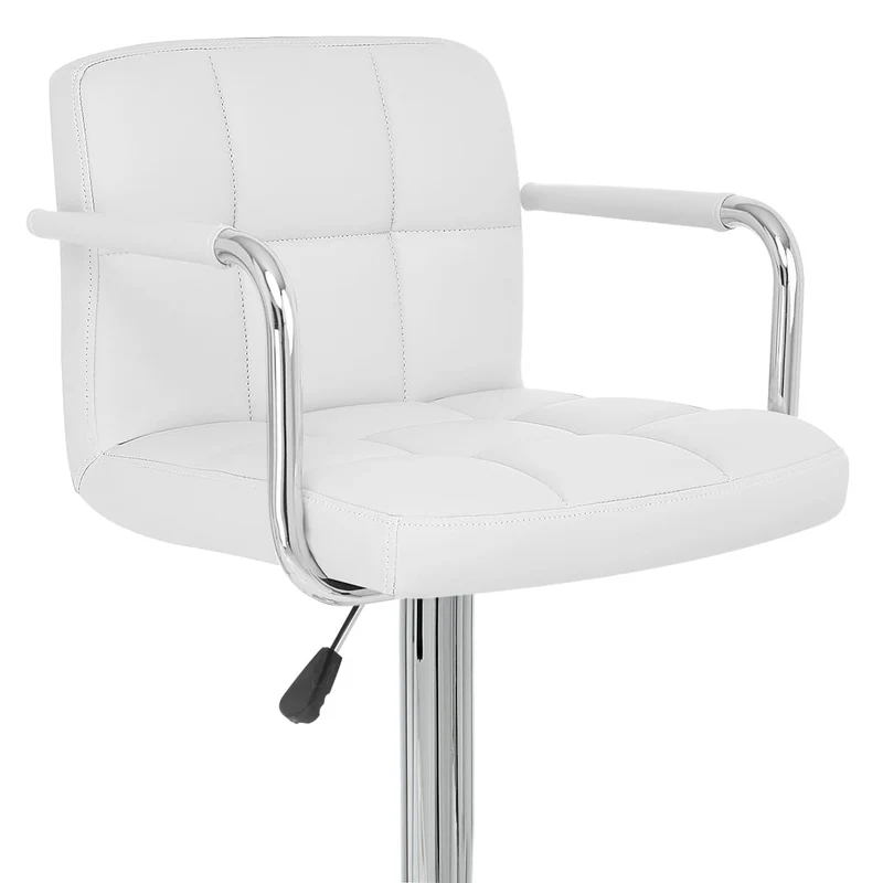 Chaise de Bar Faux Cuir Chrome - Maze Blanc
